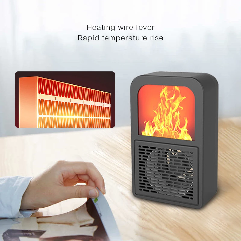 3d Simulation Flame 400w Electric Heater Low-power Desktop Fan Intelligent  Temperature Control Fashion Creative Heater 52d - Electric Heaters -  AliExpress