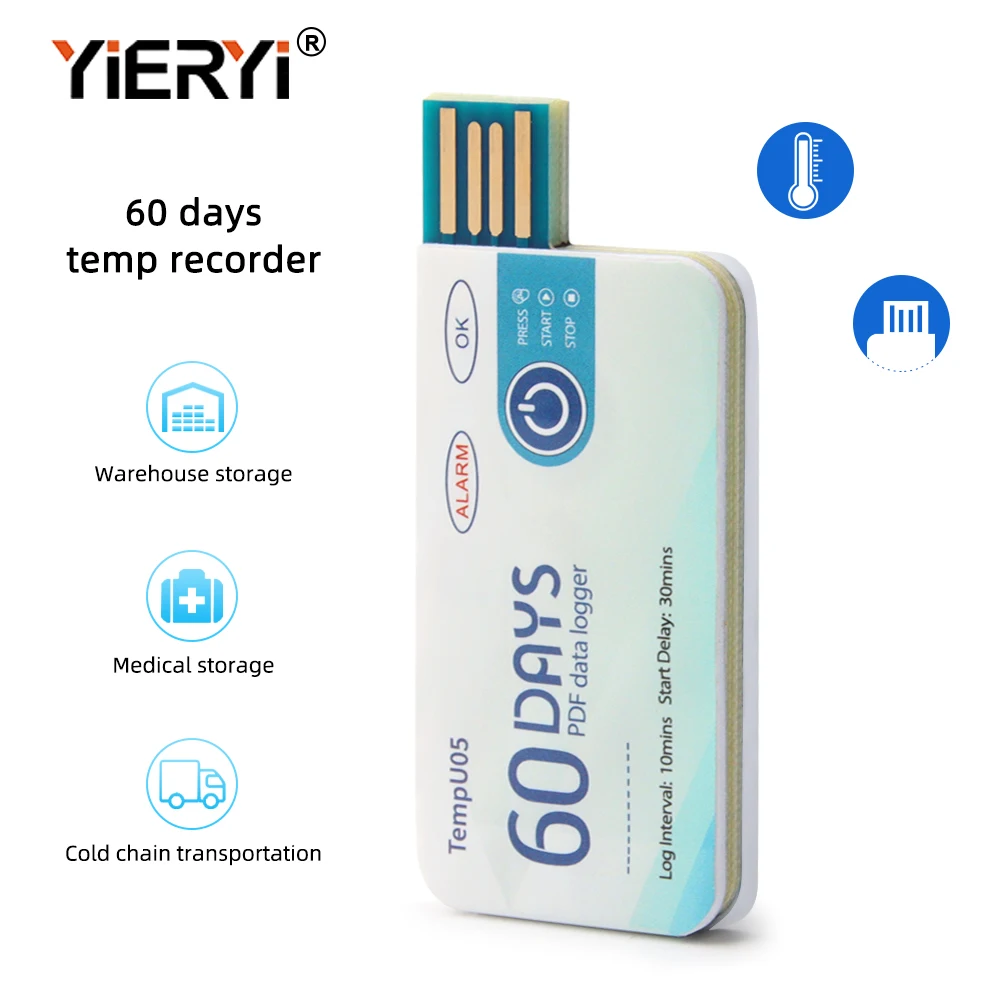 

Высокоточный 60-дневный цифровой USB-Регистратор данных о температуре, индикаторная лампа, сигнализация для склада, хранения, транспортировки в холодильнике и т. д.