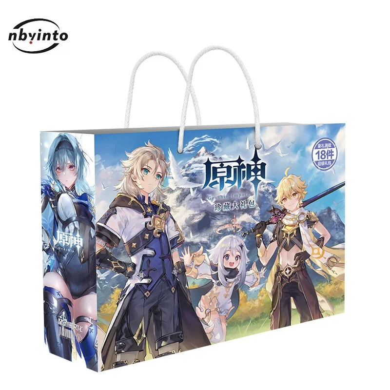 New Genshin Impact Lucky Bag Venti Zhongli Albedo Figure Postcard Poster Bookmark Collection Bag Toy Birthday Gifts