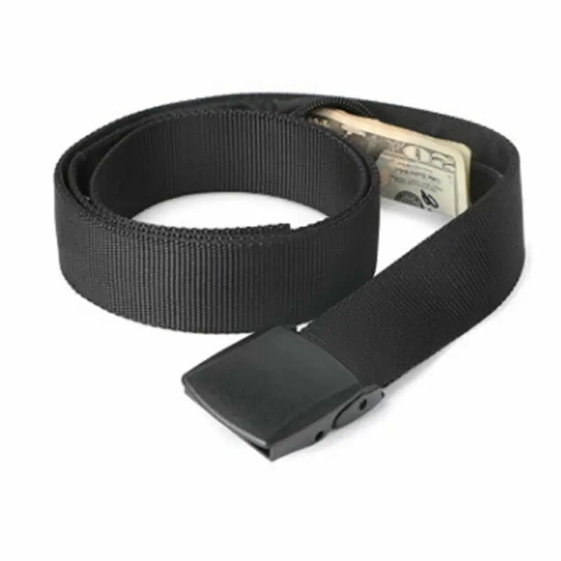 Anti-Theft Wallet Belts Unisex Casual Security Money Travel Belt With Hidden Pocket Cash safe Easy-belt Buck-less Belts