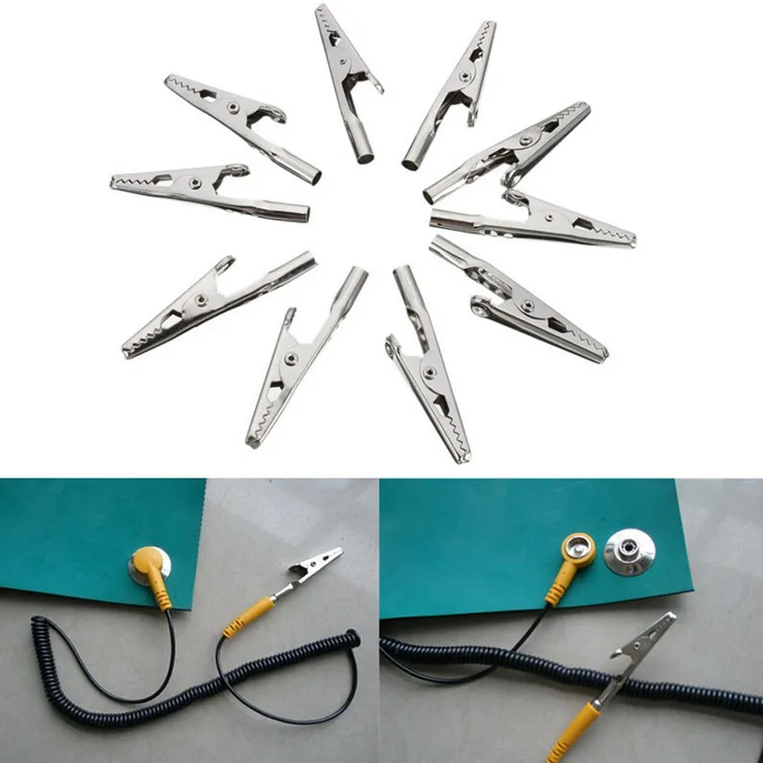 10PCS/Set Stainless Steel single prong Alligator Crocodile Electric Test Clips Cable Lead Screw Probe Clamps