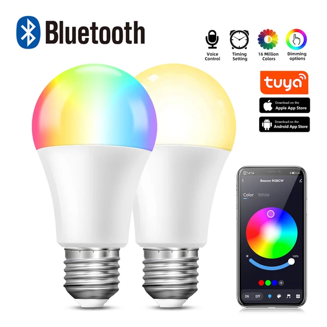 15W Ampoule LED RGB Bluetooth Light Bulb E27 Wireless TUYA Music ...