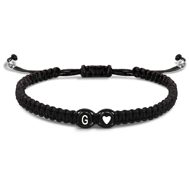 26 lettres initiales coeur Bracelets à la main réglable A-Z nom tressé Bracelets pour femmes hommes amitié bijoux cadeaux