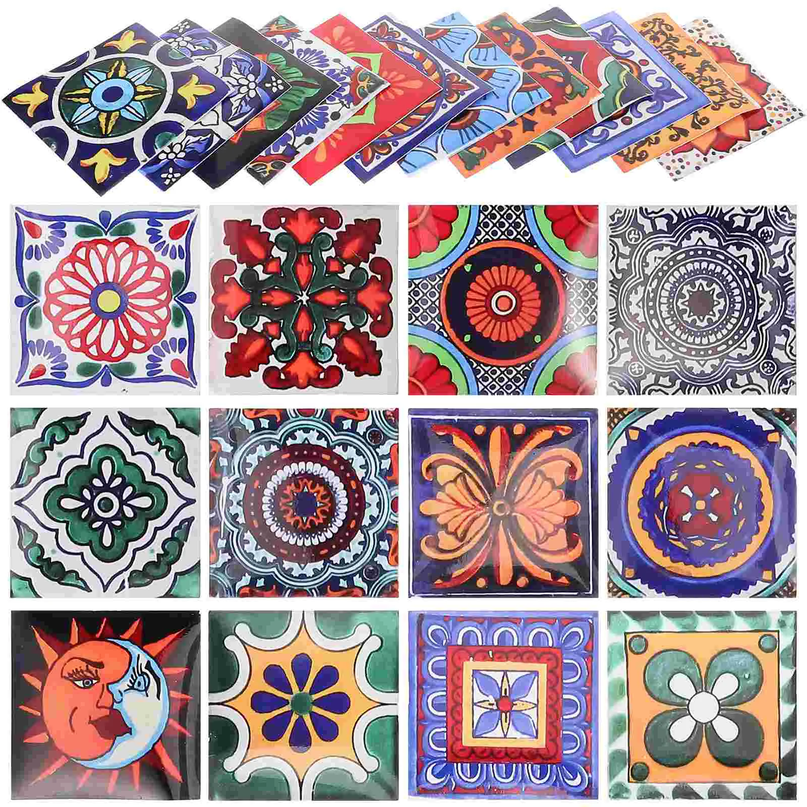 

24 Sheets Vintage Tile Stickers Removable Film Wallpaper Decor Kitchen Tiles Peel and
