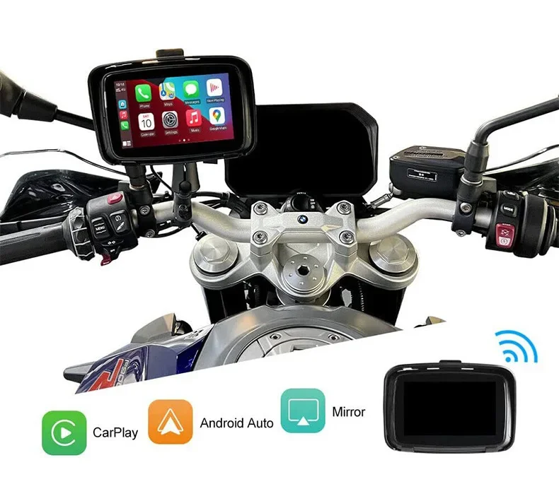 5" Universal Wireless Motorcycle Touch Screen Android Auto Display Navigation With Carplay Dual-BT Motor Carplay Screen