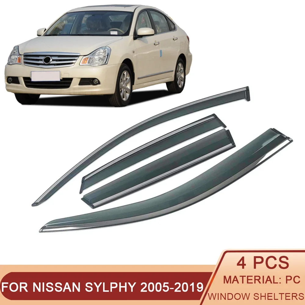 

For NISSAN SYLPHY SENTRA B17 G11 B18 2005-2023 Car Window Sun Rain Shade Visors Shield Shelter Protector Cover Frame Sticker