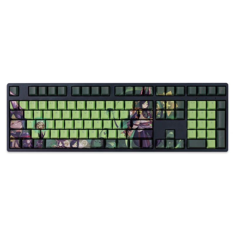 Chaves Conjunto Lados Pbt Tintura Subbed Keycaps dos Desenhos Animados Anime Jogo Chave Tampões Oem Perfil Backlit Keycap para Genshin Impacto Tighnari 108 - Imagem 5