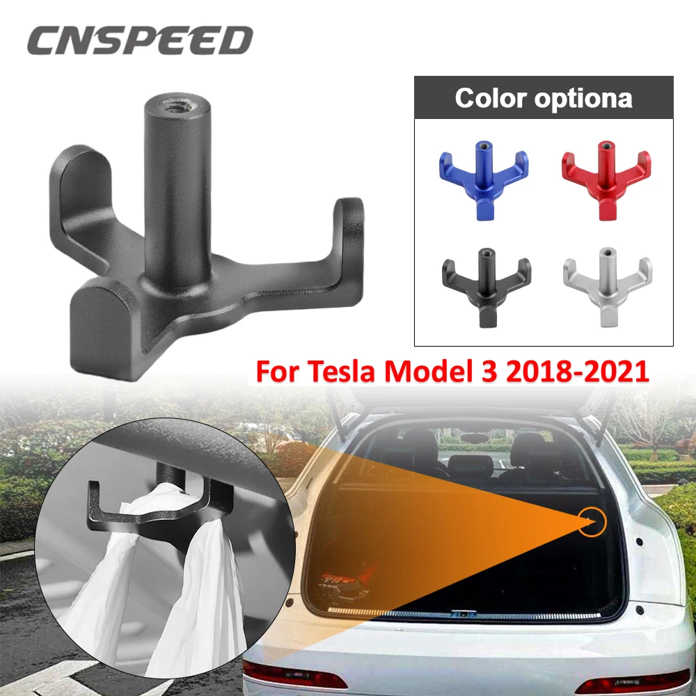 Tesla Model 3 2018-2021 용 CNSPEED 자동차 트렁크 후크 펜던트 트렁크 식료품 가방 후크 수하물 구획 장갑 가방 후크 4 색