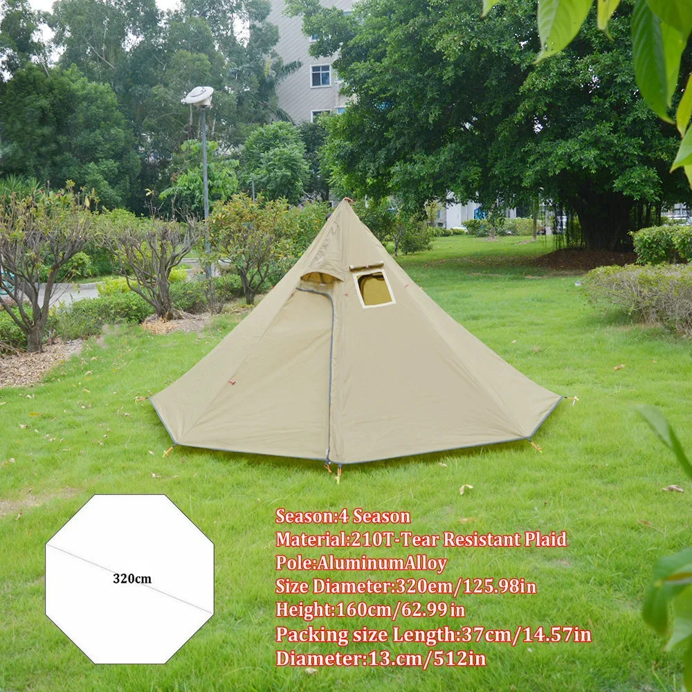 Ultralight Outdoor Camping Pyramid Tent for 1-2 Person with Chimney Hole
