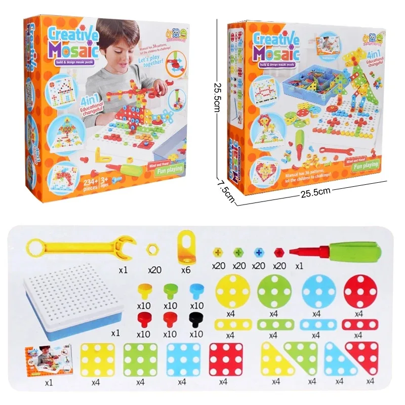 Creative Construction Toys Kit Assembled DIY Play Set Kids Electric Drill Toys Educational STEM For Boys Girls Gift