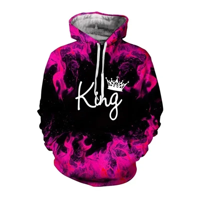 Hooded Sweatshirt Red And Black King And Queen Hoodies 3D Print