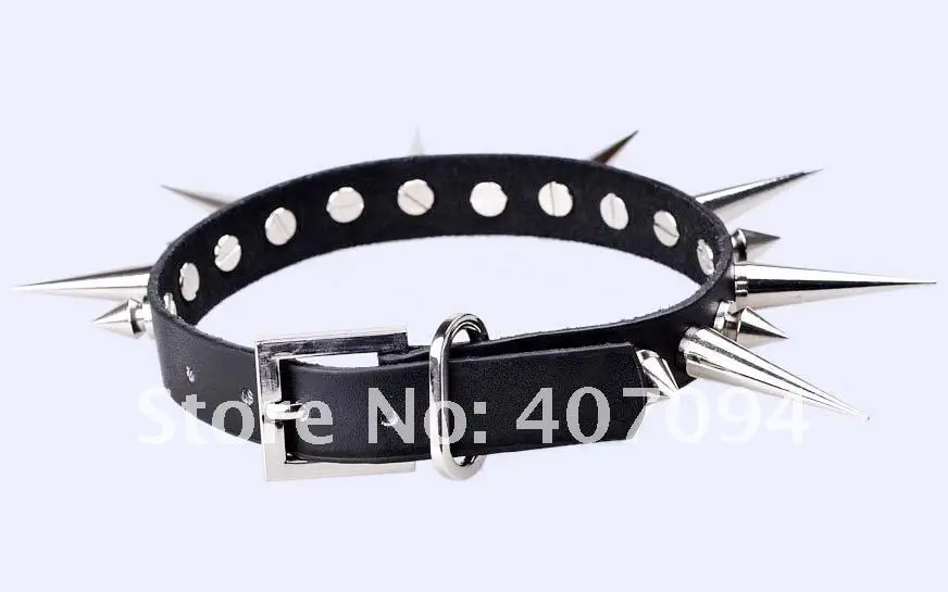 Black Leather Choker Necklace Punk Rock Gothic Torques Fashion Leather Stud Adjustable Spike Buckle Necklace Jewelry