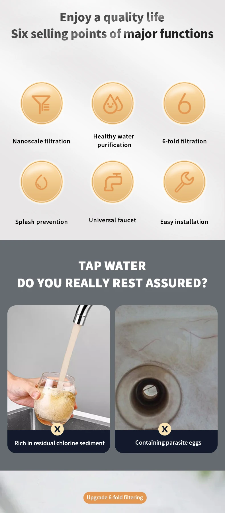 Description Picture 5 of itemWater Faucet Filter Household Kitchen Home Faucet Mini Tap Water Clean Purifier Filter Filtration Cartridge Carbon Filter