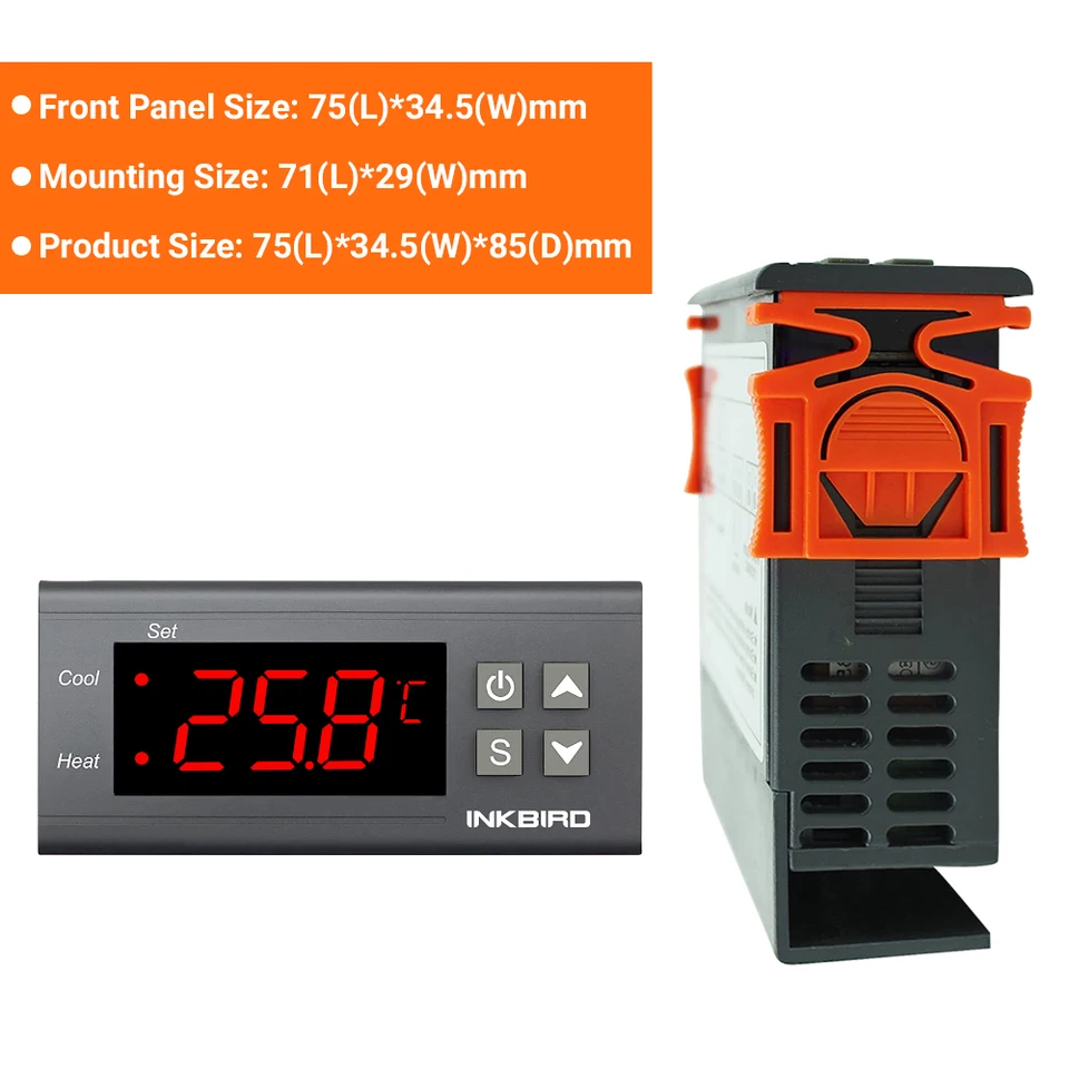 Greluma 2 Pz W3230 Regolatore di temperatura digitale DC 12V, interruttore di controllo termostato display LED 20A con sonda sensori NTC 10K, intervallo da -50 ℃ a 110