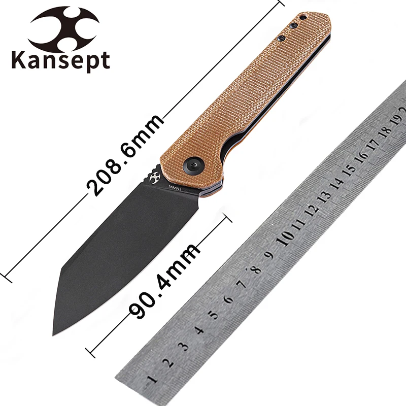 

Kansept Bulldozer T1028A1 Pocket Folding Knife Black TiCn Coated D2 Blade Brown Micarta Handle Camping Hunting Knife EDC Carry