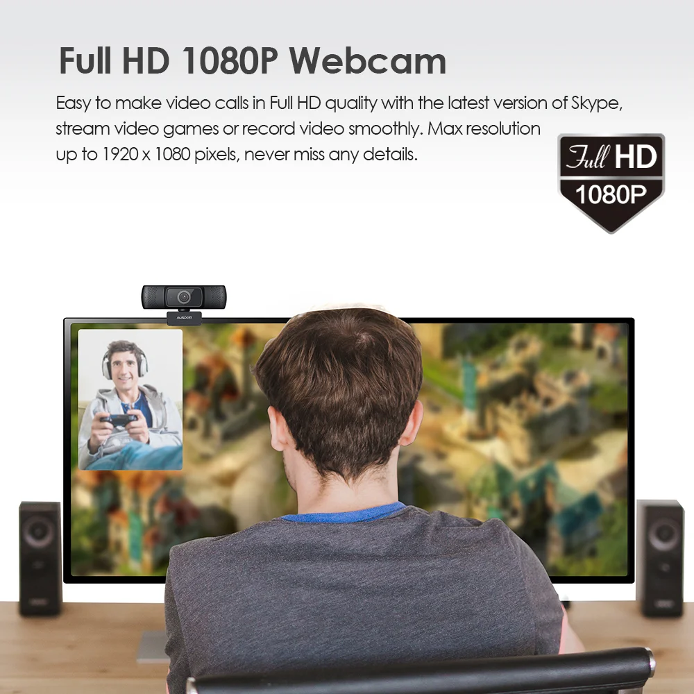 PAPALOOK AUSDOM AF640 Web Camera Full HD 1080P