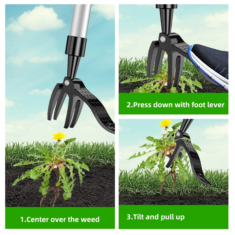 Stand Up Weed Puller Claw Tool Aluminum Alloy Weeding Head Replacement Garden Foot Pedal Digging Grass Shovel Root Remover 5