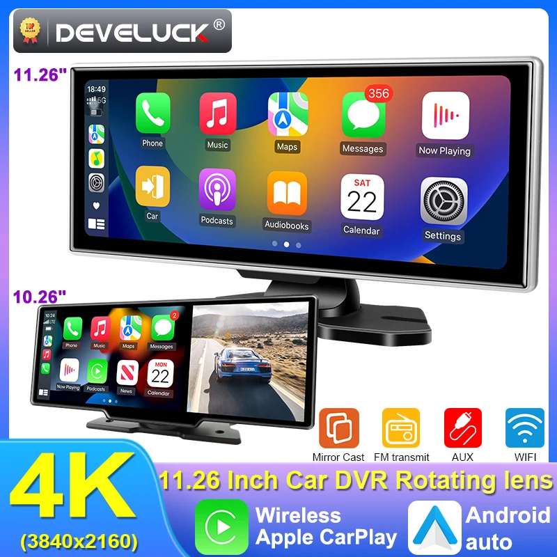10/11.26 인치 대시 캠 4K 자동차 DVR 무선 Carplay 및 안드로이드 자동 GPS 네비게이션 비디오 레코더 대시 보드 듀얼 렌즈 Wifi FM AUX 10/11.26 인치 대시 캠 4K 자동차 DVR 무선 Carplay 및 안드로이드 자동 GPS 네비게이션 비디오 레코더 대시 보드 듀얼 렌즈 Wifi FM AUX