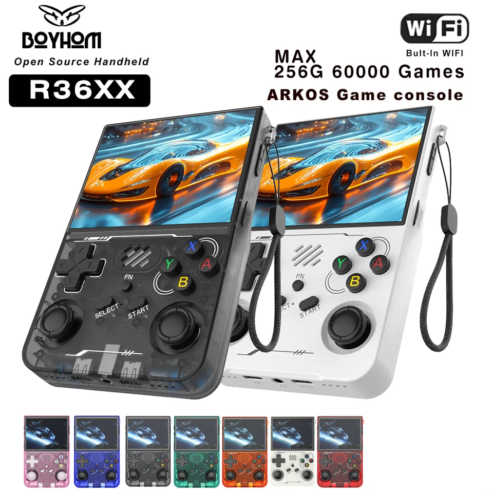 Console de jeu portable rétro BOYHOM R36XX améliorée, sous Linux ARKOS avec Wi-Fi | Compatible PS1/PSP/N64/GBA_voghion.com