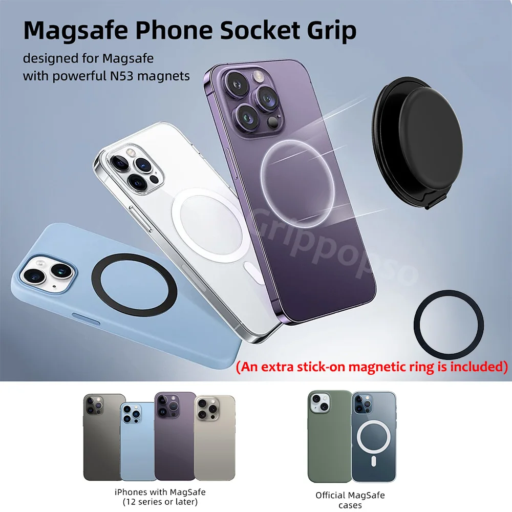 Magnetic Foldable Rotatable Phone Kickstand Grip