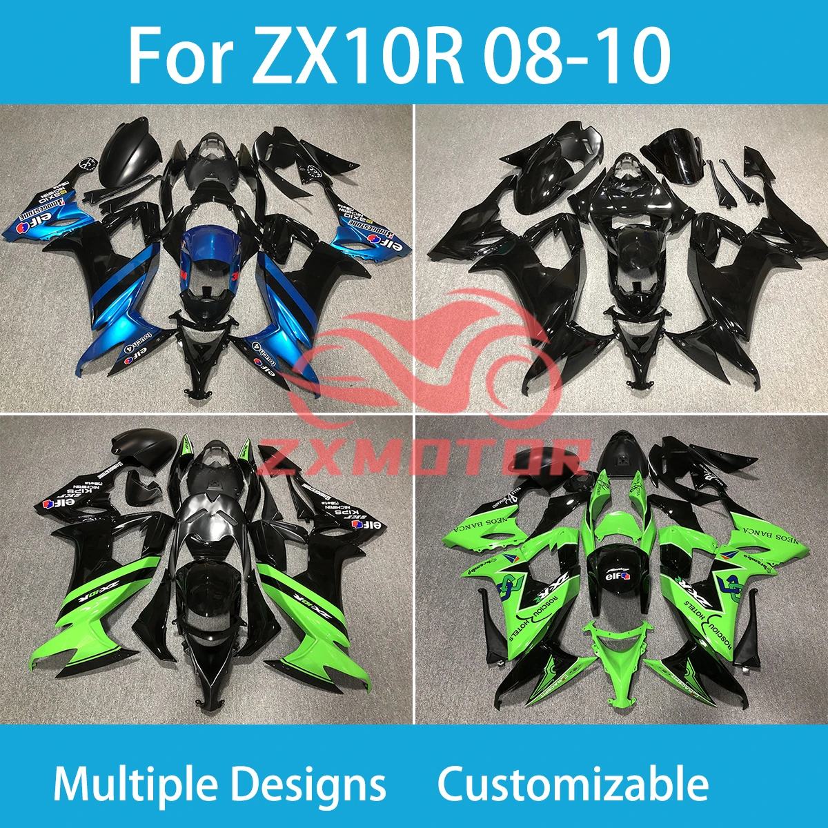 

ZX 10R 08 09 10 Cool Fairing Kit for Kawasaki ZX10R 2008 2009 2010 ZXMT Injection Plastic Full Body Cowling Fairings