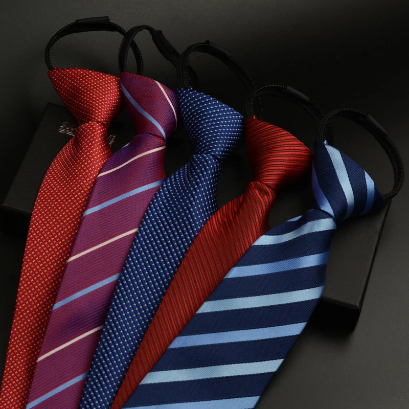 

Drawstring Necktie Mens Skinny Red Black Blue Solid Color Business Dress Wedding Convenient Efficient Easy Lazy Zipper Neck Ties