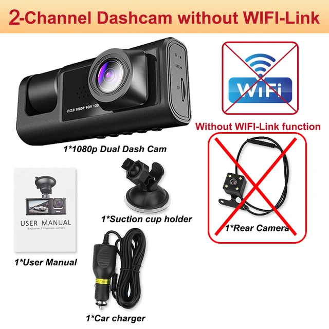 מצלמת רכב Dash Cam עבור מכוניות WIFI APP Car DVR 2/3 עדשות מצלמה קדמית מקליט וידאו מצלמת ראות אחורית עבור תיבת רכב שחורה אביזרים לרכב