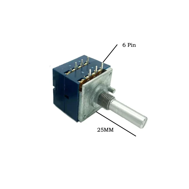 ALPS RK27 Dual-unit Serrated Volume Rotary Potentiometer 1pc 5kX2 10k 20k 50K 100K 250k 500k Round/Flat Shaft 6Pin Leng 25mm