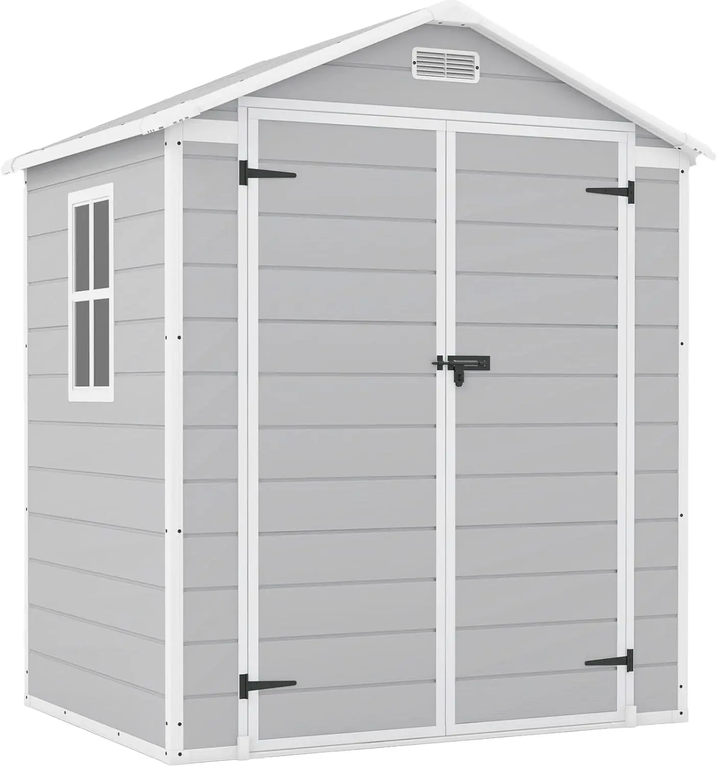 6x4 FT Plastic Outdoor Storage Shed, Resin Shed Perfect to Store Patio Furniture, GardenTools Bike Accessories, Beach Light Grey