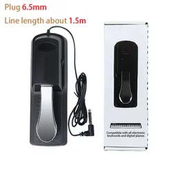 Black Digital Piano Keyboard Sustain Pedal with Polarity Switch (6.5MM White box)