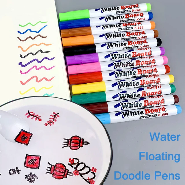8/12 Colors Magical Water Painting Pen Water Floating Doodle Pens Kids  Drawing Early Education Magic Whiteboard Markers spoon - AliExpress