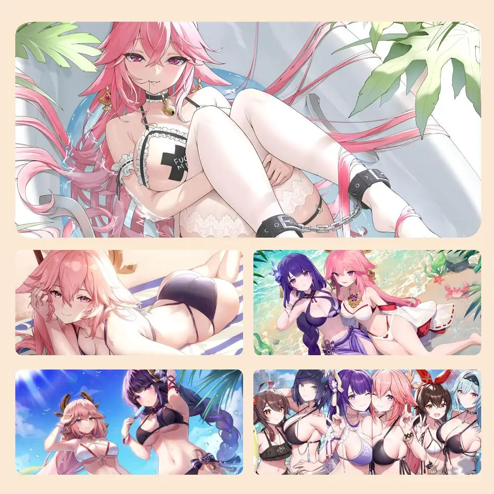

Genshin Impact Yae Miko Girl Gamer Computer HD Home Mousepad XXL Mouse Mat Natural Rubber Non-Slip Carpet Table Mat Mouse Mat