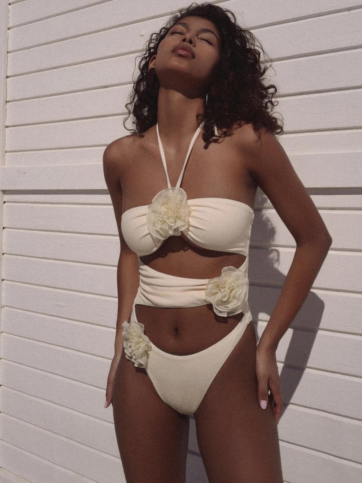 Sexy Women One Piece Swimsuit Female Swimwear Halter Biquini High Waist Floral Bathing Suit Vintage Swimming Suit Beachwear one piece swimsuit