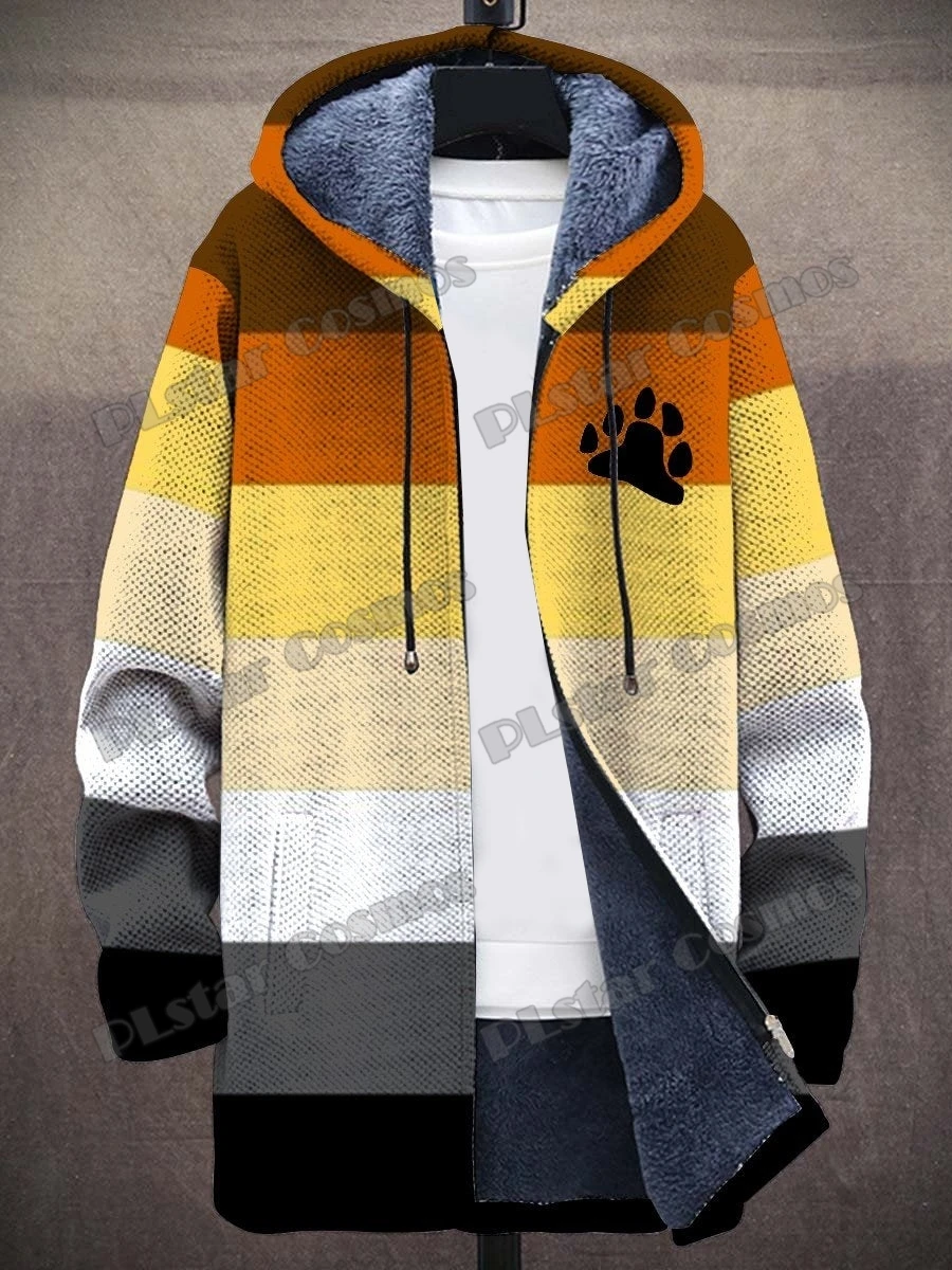 Schwarze Katze Farbverlauf Kunst Muster 3D All Over Gedruckt Herrenmode Plüsch Dicker Kapuzenmantel Winter Lässige Warme Reißverschlussjacke CM23 – Detail 13