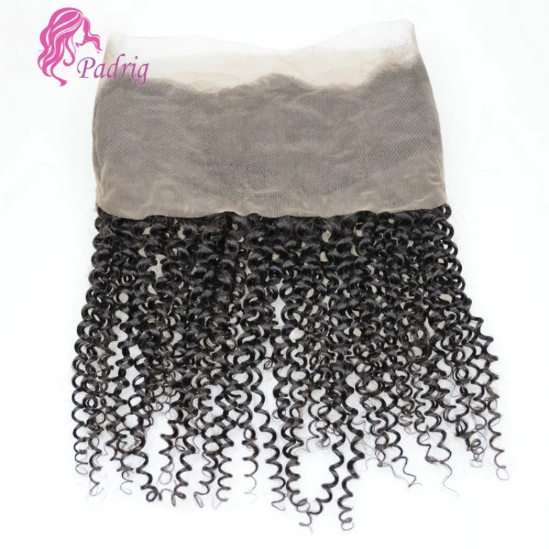 Kinky Curly 360 Full Lace Human Hair Frontal Brazilian Remy Hair 10-20 Inch Natural Color Transparent Swiss Lace Pre-Plucked