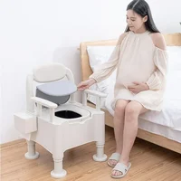 Adjustable Height Mobile Toilet, Anti-Rollover Urinal Basin, Portable Lift Chair for Pregnant Women,   Senior Bathroom Aid 1