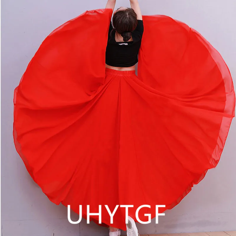 Women Assorted Gauze Skirt Large Swing Ballet Practice Clothes 720 Degree Chiffon Skirt Gypsy Long Skirts Women Dancer Wear 2551