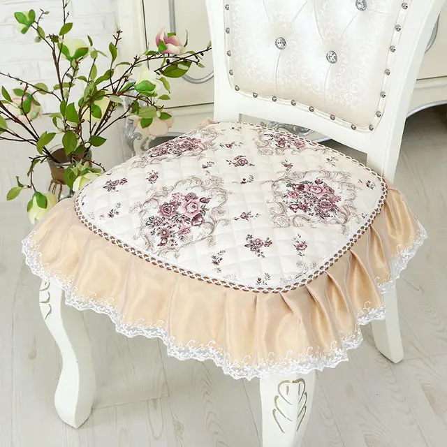 European Style Dining Chair Mat Home Decorative Jacquard Cushion Non-slip Cushion with String Horseshoe Shaped Seat Cushion 5