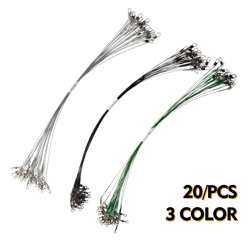 Anti Bite Steel Fishing Line 15cm-25cm Steel Wire Leader With Swivel Fishing Accessory Lead Core Leash Wire MEREDITH