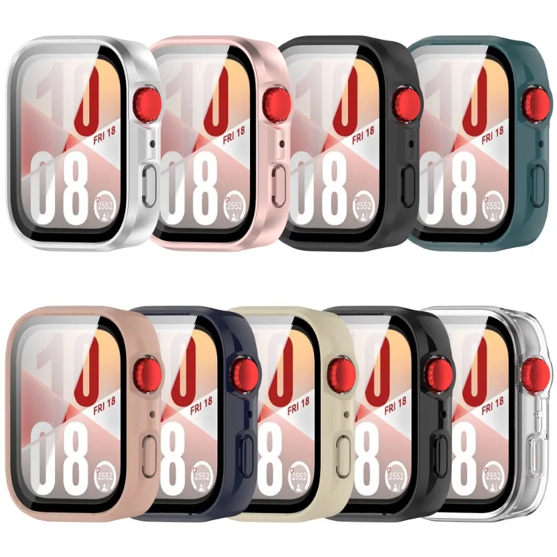 HD Tempered Glass+PC Protective Case for Huawei Watch Fit - Full Coverage Screen Protection Cover, Premium Accessories