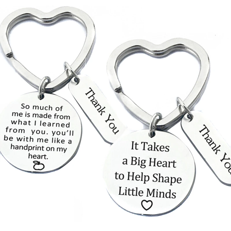 Key Holder Stainless Steel Gift For The Teacher Day Keychain The Best Teacher Present Cut Car Key Chain Ring Holder Jewelry 1PC