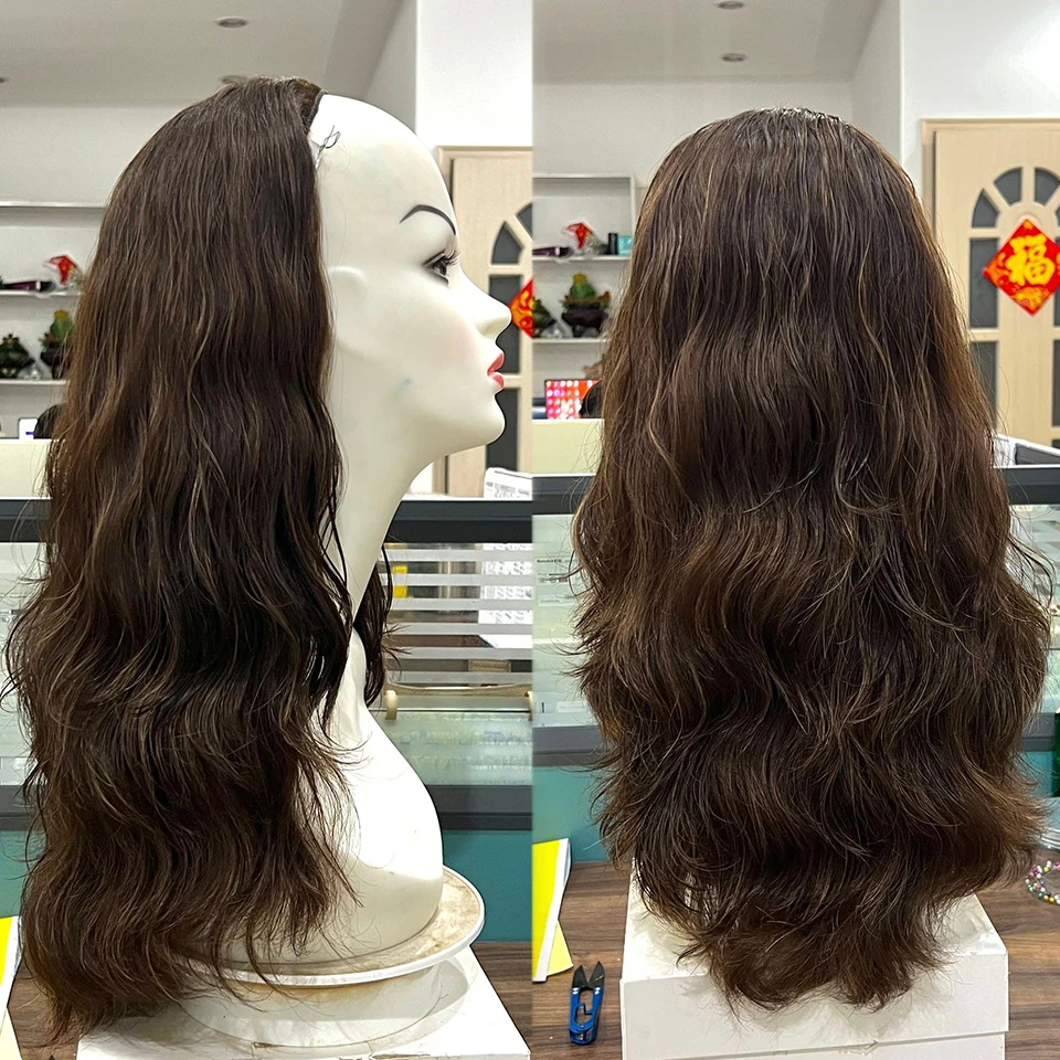 Stock 18inch Natural Wave Layer Band Fall Wigs For Women With Highlight Band Fall Wig Kosher Wigs Long Wonder Wig Jewish