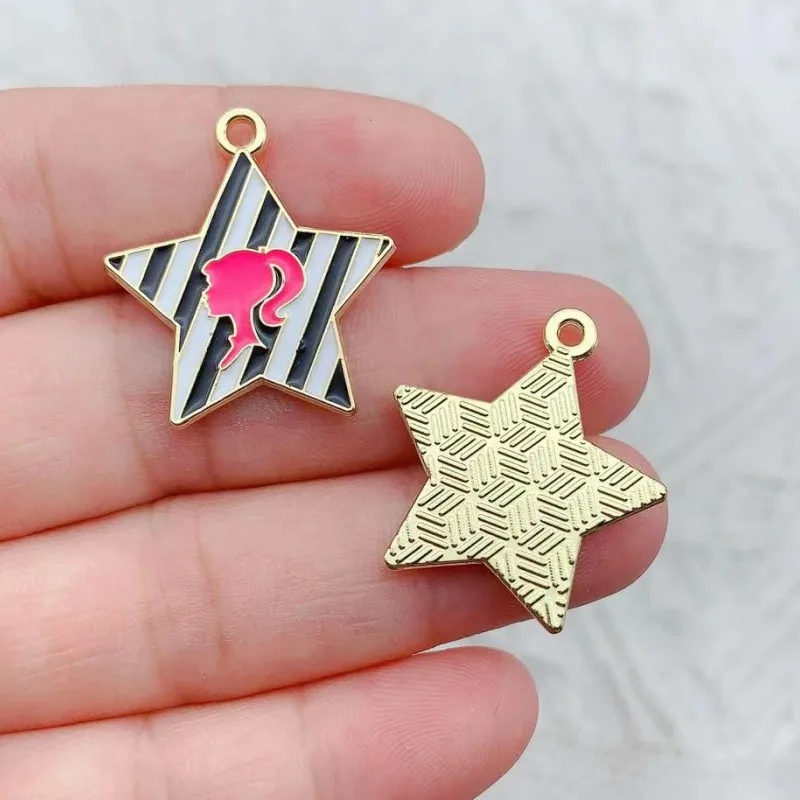 10pcs Pink Barbie Enamel Charms 2