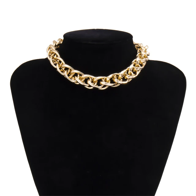 Lacteo Punk Multi Layered Golden Chain Choker Necklace Jewelry for Women Hip Hop Big Thick Chunky Clavicle Chain Charm Necklace LC3171533