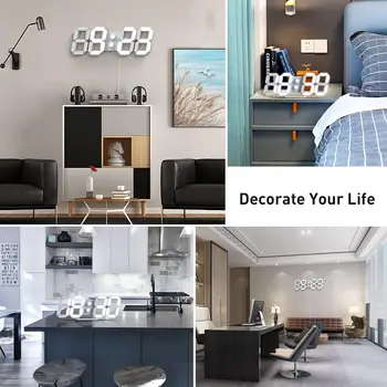 3D LED Digital Wall Clock with Remote Control, Adjustable Brightness for Kitchen Bedroom Office, Great Gift 6