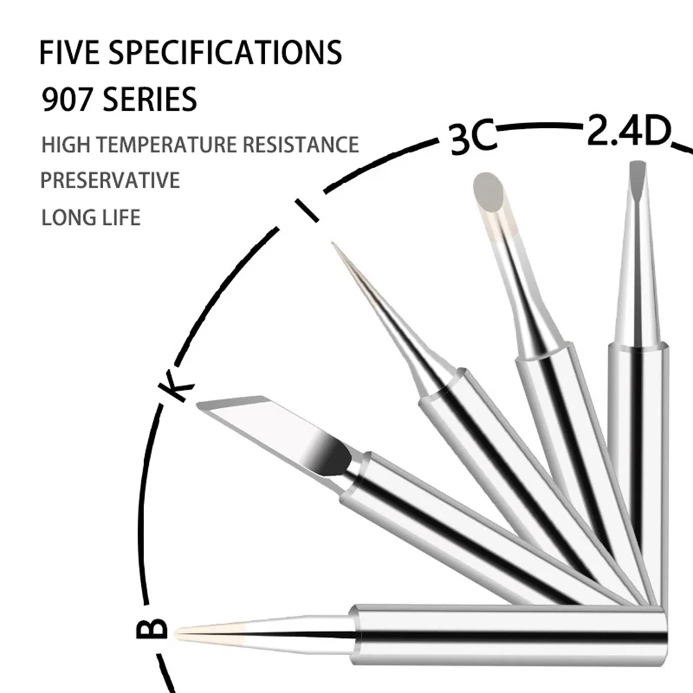 10pcs/set Durable Soldering Iron Tips I+B+K+2.4D+3C 900M-T Soldering Iron Pure Copper Lead-Free Equipment  Power Tools Parts stick welding stinger