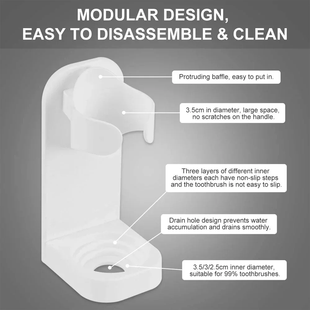 Electric Toothbrush Holder Bathroom Strong Adhesive Stickers Stand Adjustable Wall Mounted Keeping Toothbrushes Dry and Clean