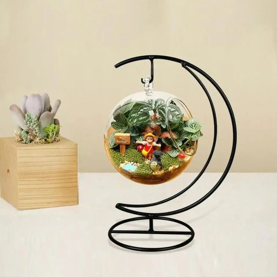 Heart Shaped Display Stand - Hook Rack Holder For Hanging Glass Globes & Terrariums