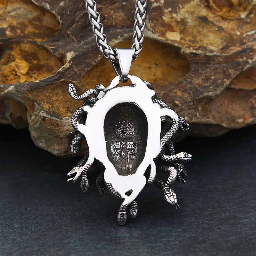 Fashion Medusa Stainless Steel Necklace For Men Unique Punk Snake Vintage Pendant Neclace Amulet Jewelry Gifts Dropshipping 4