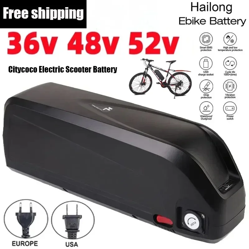 

Original Ebike Battery PACK 36V 20Ah 48V 13Ah 15Ah 52V 21Ah Samsung 18650 Hailong Downtube For Bafang BBS02 BBS03 BBSHD Motor